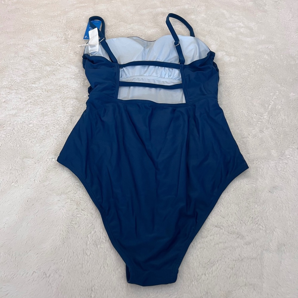 Cupshe Women's Navy Blue Ruched‎ One Piece Swimsuit T1S0043 Size Large NWT - Picture 5 of 9